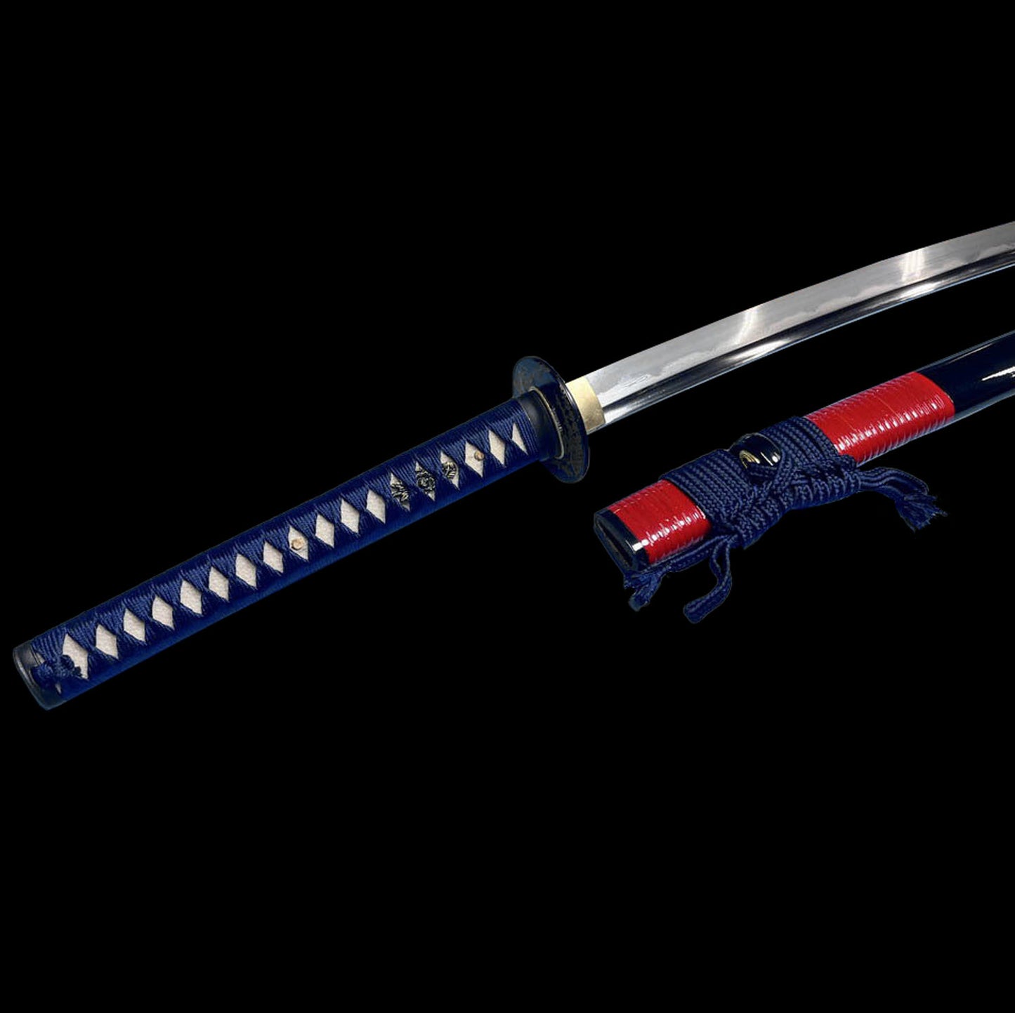 Red Rattan Partially Wrapped Tamahagane Steel Katana