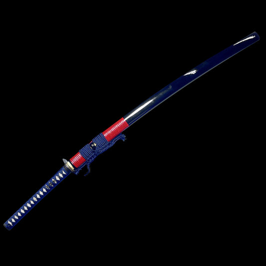 Red Rattan Partially Wrapped Tamahagane Steel Katana