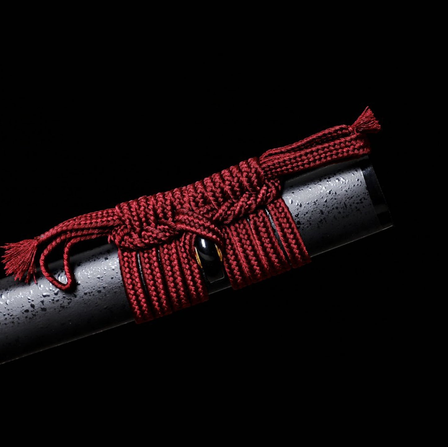 Hand-Forged Clay Tempered T10 Steel Katana with Red Tsuka and Floral Tsuba