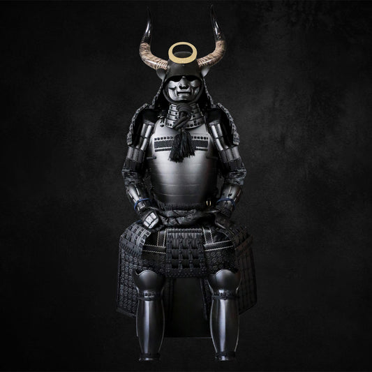 Black Sengoku Period Samurai Armor With Water Buffalo Horns